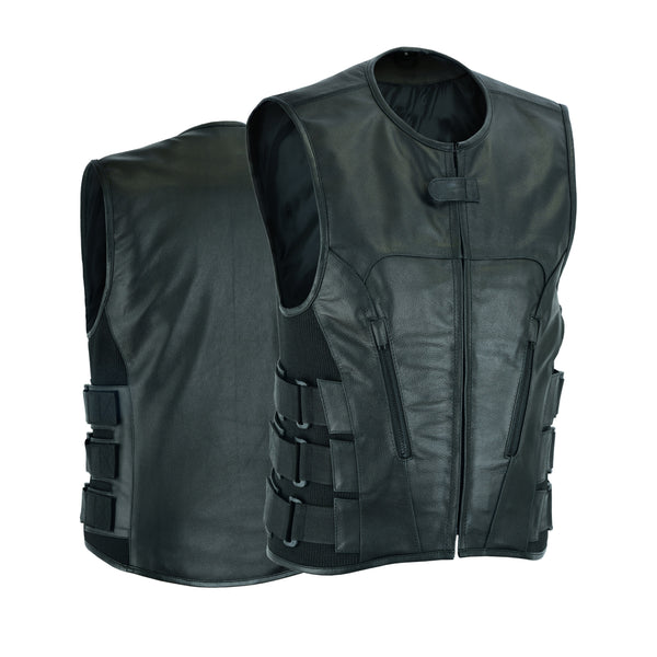 Men's Motorcycle Swat Team Style Leather Vest