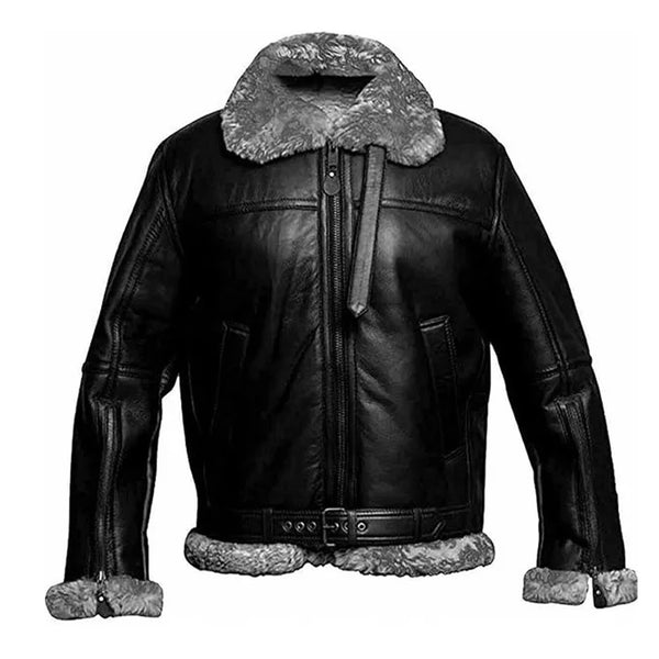Men B3 RAF Aviator Pilot Real Sheepskin Shearling Leather Jacket