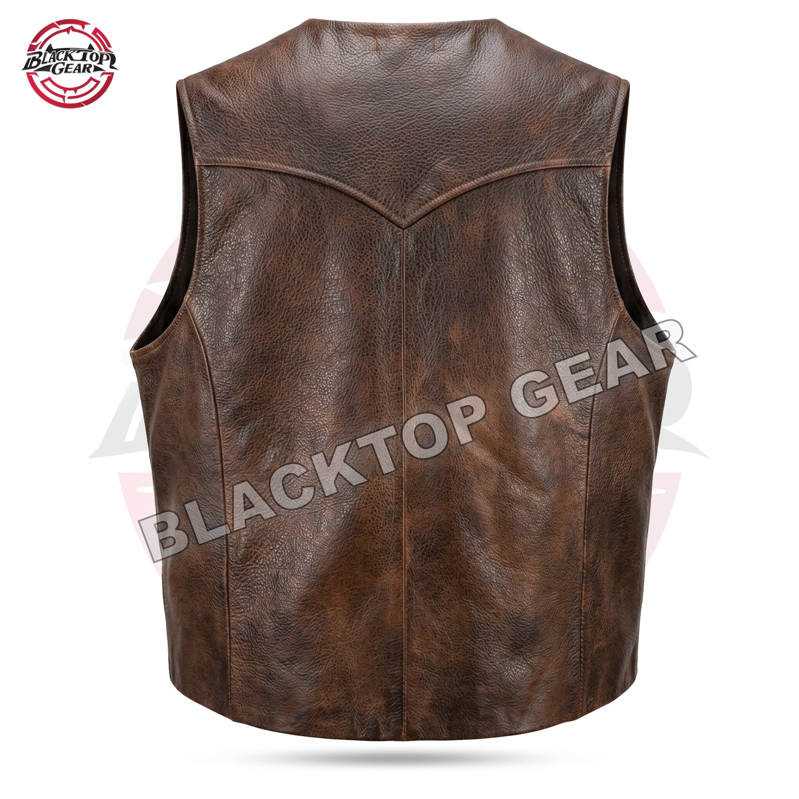 Men's Genuine Sheep Leather Vest Brown Vintage Western Cowboy