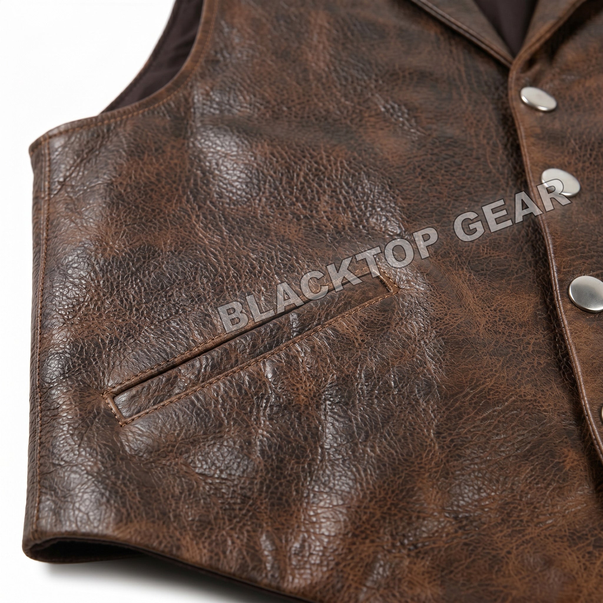 Men's Genuine Sheep Leather Vest Brown Vintage Western Cowboy