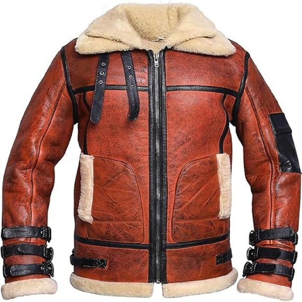 RAF B3 Aviator Shearling Bomber Leather Jacket