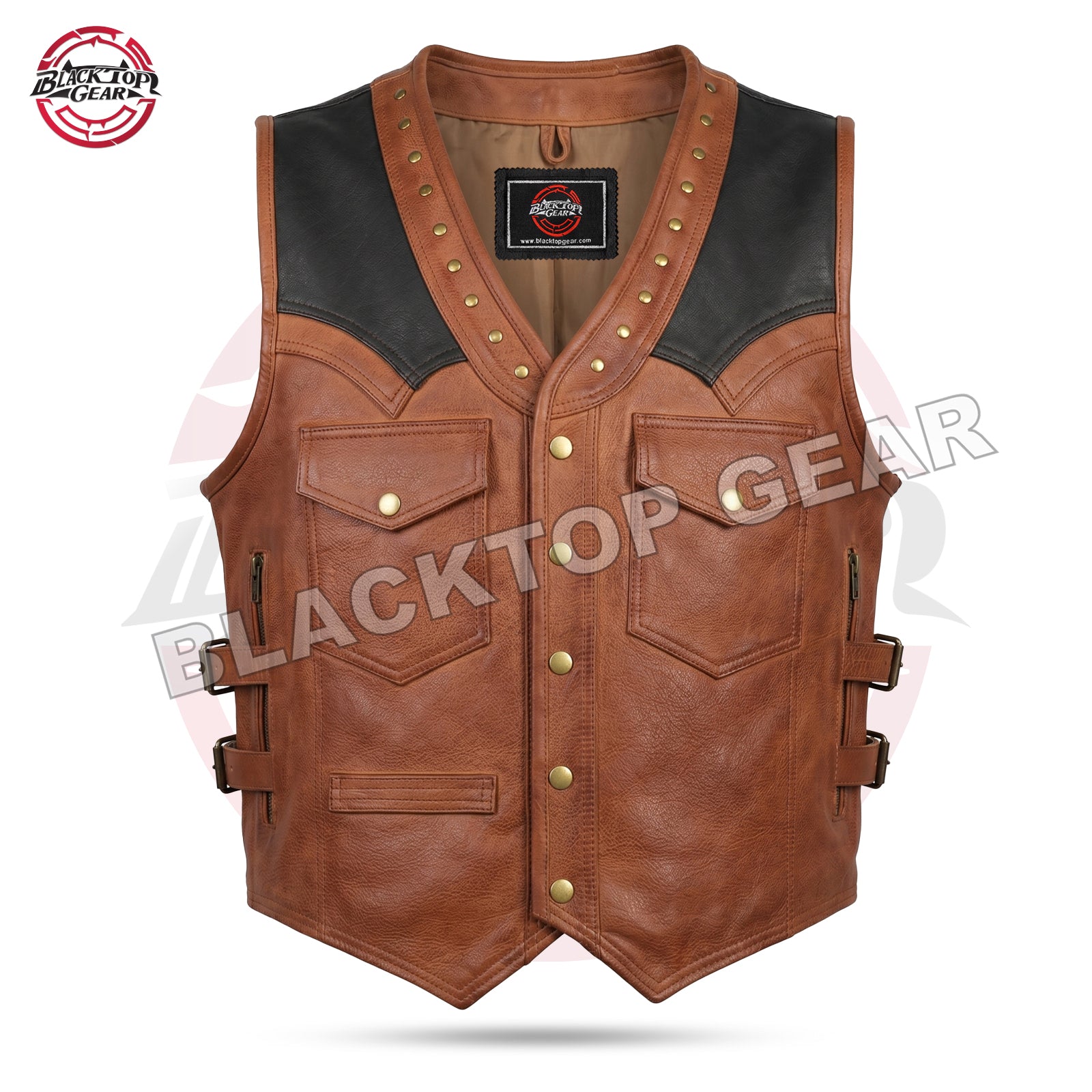 Men's Brown Sheep Leather Western Vest – BLACKTOP GEAR