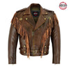 New Men’s Western Fringe Cowboy Motorcycle Jacket – Genuine Cowhide Leather