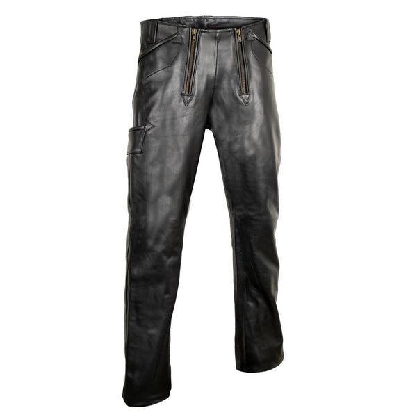 Craftsmen’s Trousers Carpenter Pants Men's Genuine Cowhide Leather Work Pants