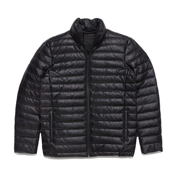 Men's Genuine Lambskin Padded Leather Jacket, Puffer Leather Jacket, Down Leather Jacket, Vintage Leather Jacket, Quilted Leather Jacket