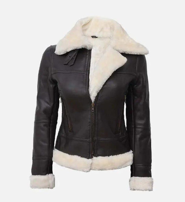 Handmade Real Shearling Aviator Jacket: Vintage B3 Bomber, Real Sheepskin Leather