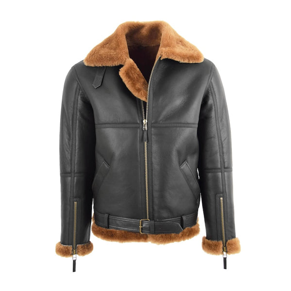 Men’s B3 Shearling Leather Jacket, Vintage Aviator Bomber Coat, Real Sheepskin Winter Vintage Jacket, Gift For Him