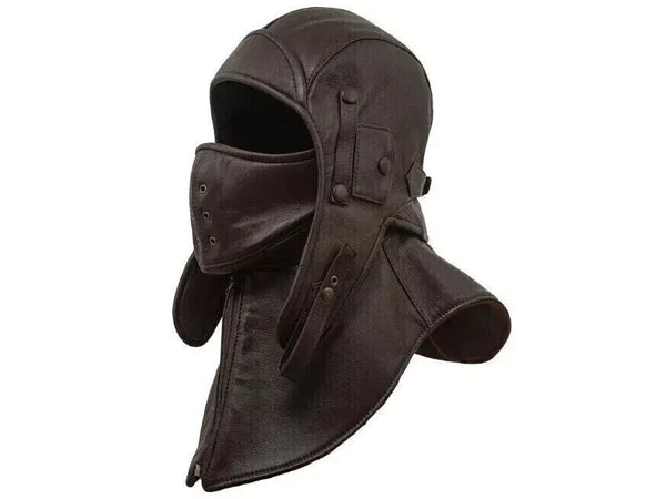 Brown Genuine Leather Convertible Pilot Cap Leather Cap Aviator Hat High Quality