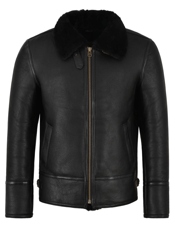 Men B3 Sheepskin Jacket Bomber RAF Black Leather Jacket Genuine Sheepskin Jacket